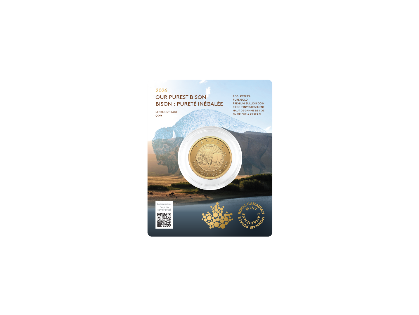 2026 $200 1 oz. 99999Au - Our Purest Bison  (Premium Bullion)