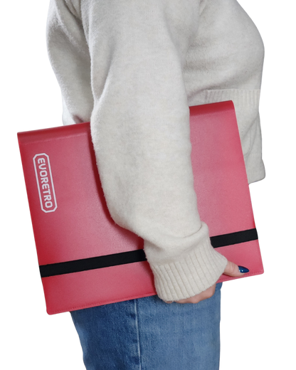 EVORETRO 9 Pocket Card Flex Portfolio | 360 Card Collector Folio Binder - Red
