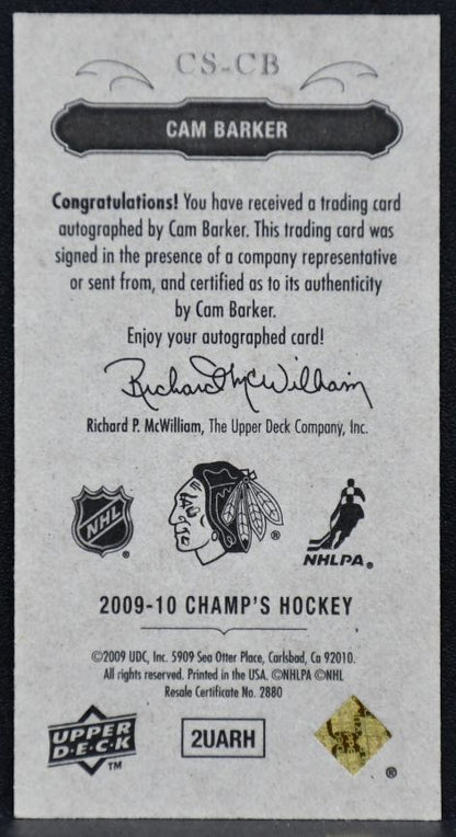 2009-10 Upper Deck Champ's Signatures Cam Barker CS-CB Auto 3467