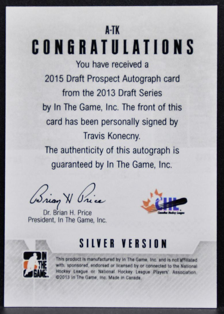 2013-14 In The Game Heroes and Prospects Autographs Konecny Auto 5122