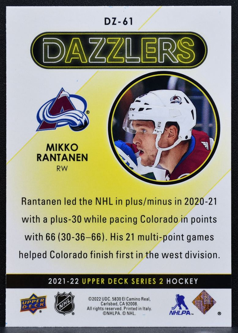 2021-22 Upper Deck Series 2 Dazzlers Blue Mikko Rantanen DZ-61 Avalanche 9935