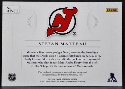 2013-14 Panini Dominion Rookie Auto Stefan Matteau Devils RC Auto Jersey 0477