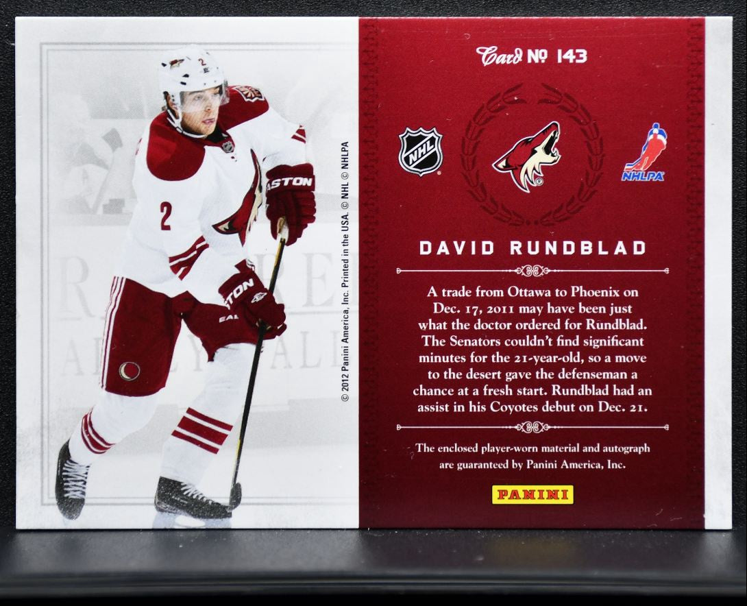 2011-12 Panini Rookie Anthology Treasures Jersey Rundblad RC Auto Jersey 3118
