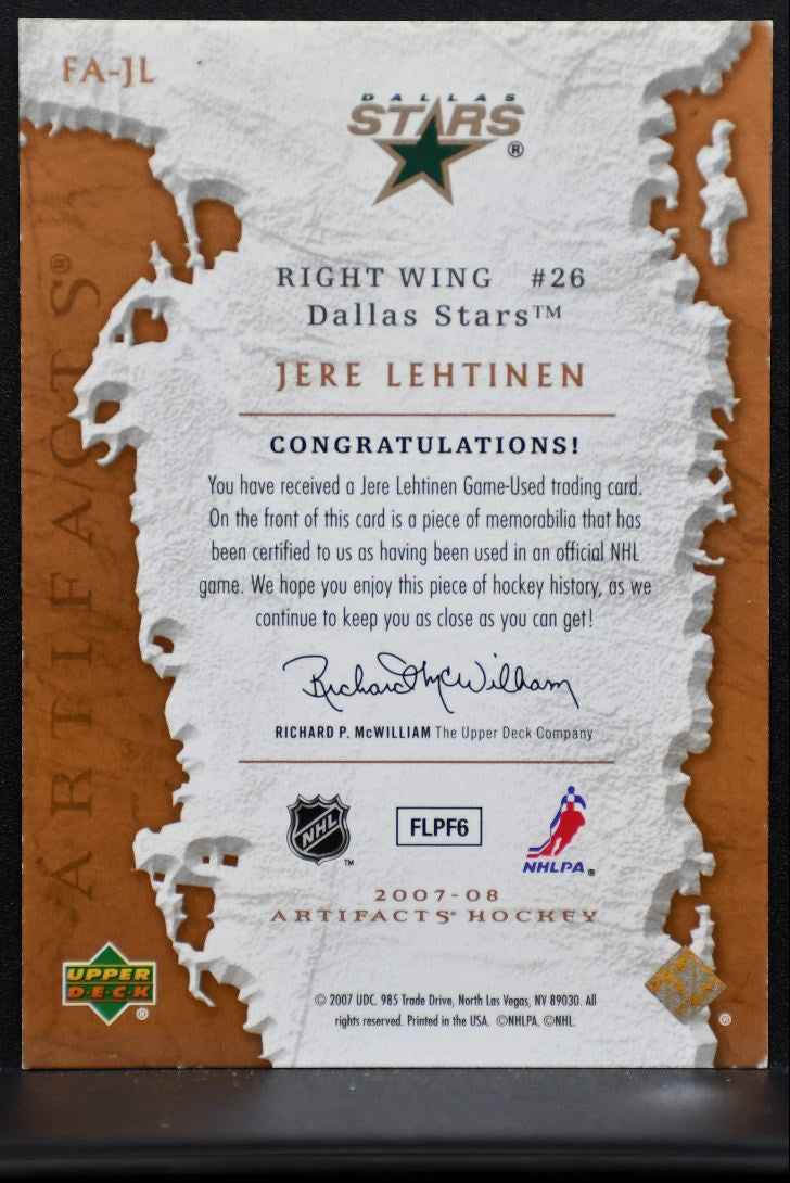 2007-08 Upper Deck Artifacts Frozen Jere Lehtinen FA-JL Dallas Stars Jersey 5883