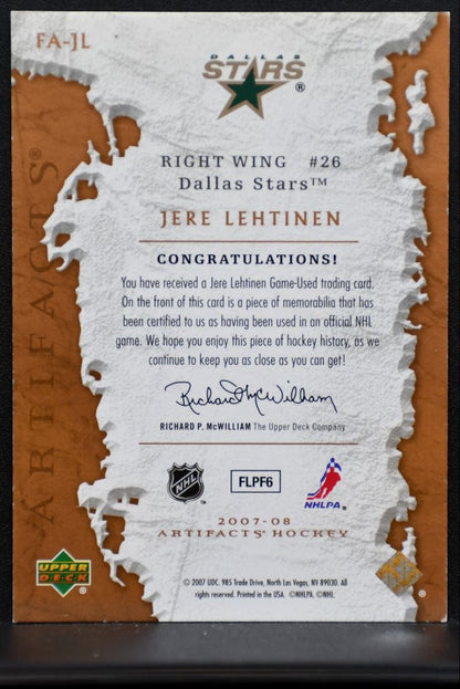 2007-08 Upper Deck Artifacts Frozen Jere Lehtinen FA-JL Dallas Stars Jersey 5883