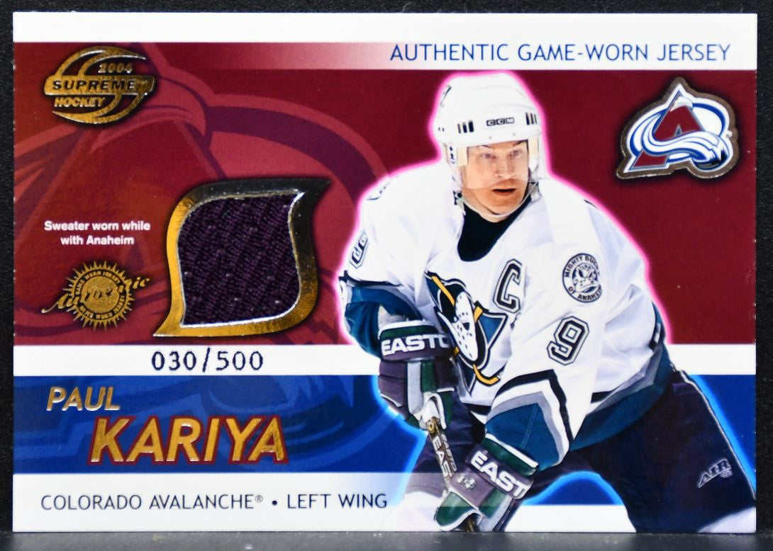 2003-04 Pacific Supreme Jerseys Paul Kariya 030/500 Jersey 8499