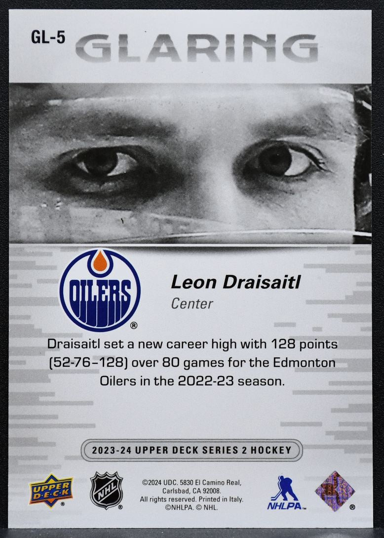 2023-24 Upper Deck Series 2 Glaring Gold Leon Draisaitl Oilers 024 /100 4379