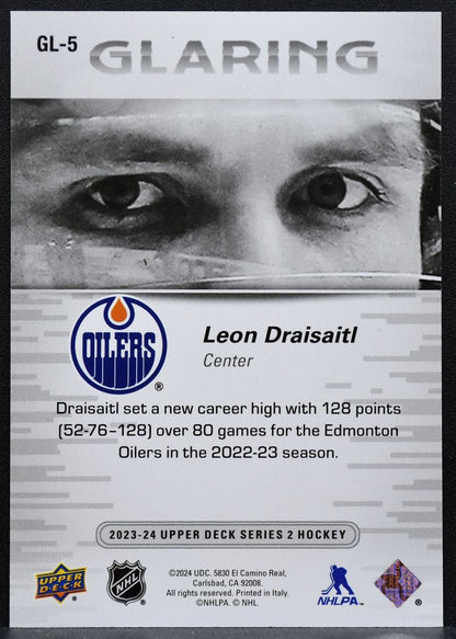 2023-24 Upper Deck Series 2 Glaring Gold Leon Draisaitl Oilers 024 /100 4379