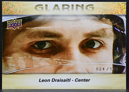 2023-24 Upper Deck Series 2 Glaring Gold Leon Draisaitl Oilers 024 /100 4379