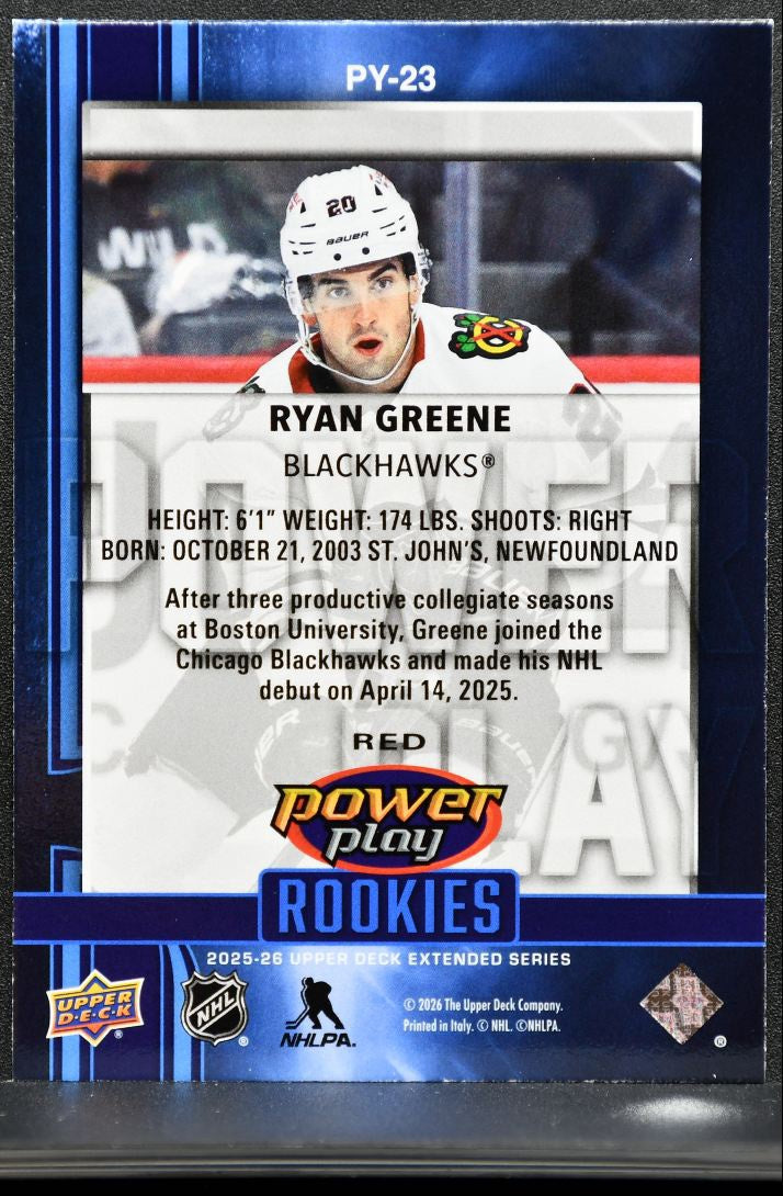 2025-26 UD Extended Series Rookies Power Play Red Greene RC 064/199 3161