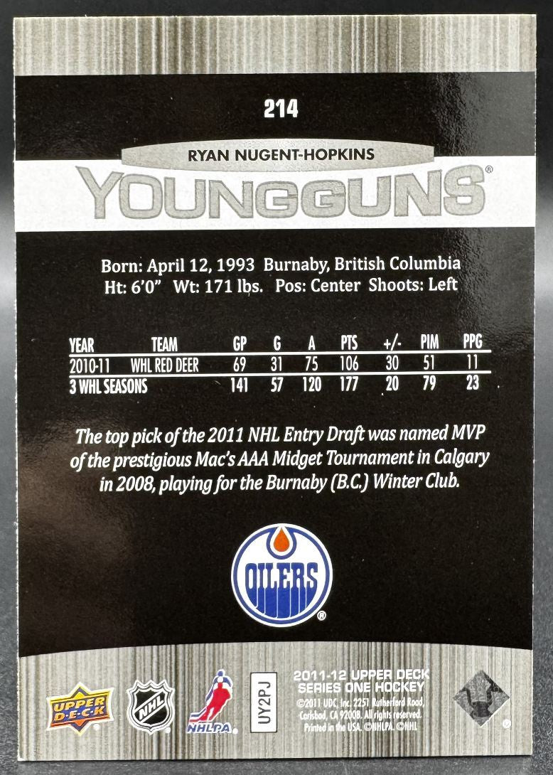 2011-12 UD Young Guns Ryan Nugent-Hopkins 214 Edmonton Oilers RC