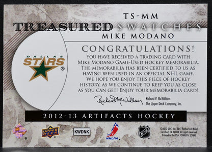 2012-13 UD Artifacts Treasured Swatches Jerseys Mike Modano Stars Jersey 9686