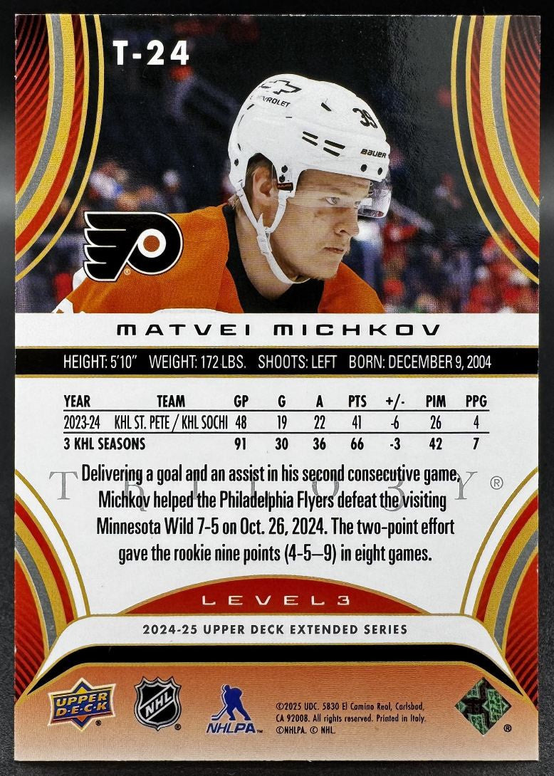 2024-25 Upper Deck Trilogy Rookie Premiere Matvei Michkov T-24 Philadelphia Flyers RC 25/99