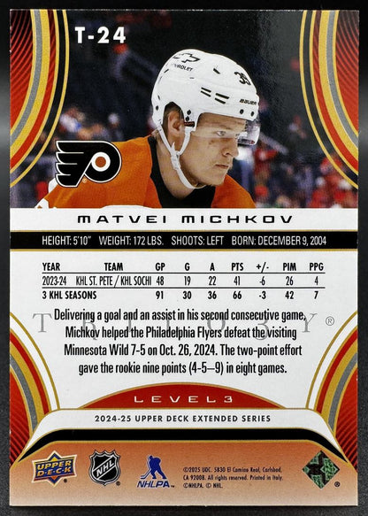 2024-25 Upper Deck Trilogy Rookie Premiere Matvei Michkov T-24 Philadelphia Flyers RC 25/99