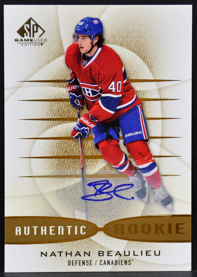 2013-14 SP Game Used Gold Authentic Nathan Beaulieu 199 Canadiens RC Auto 5996