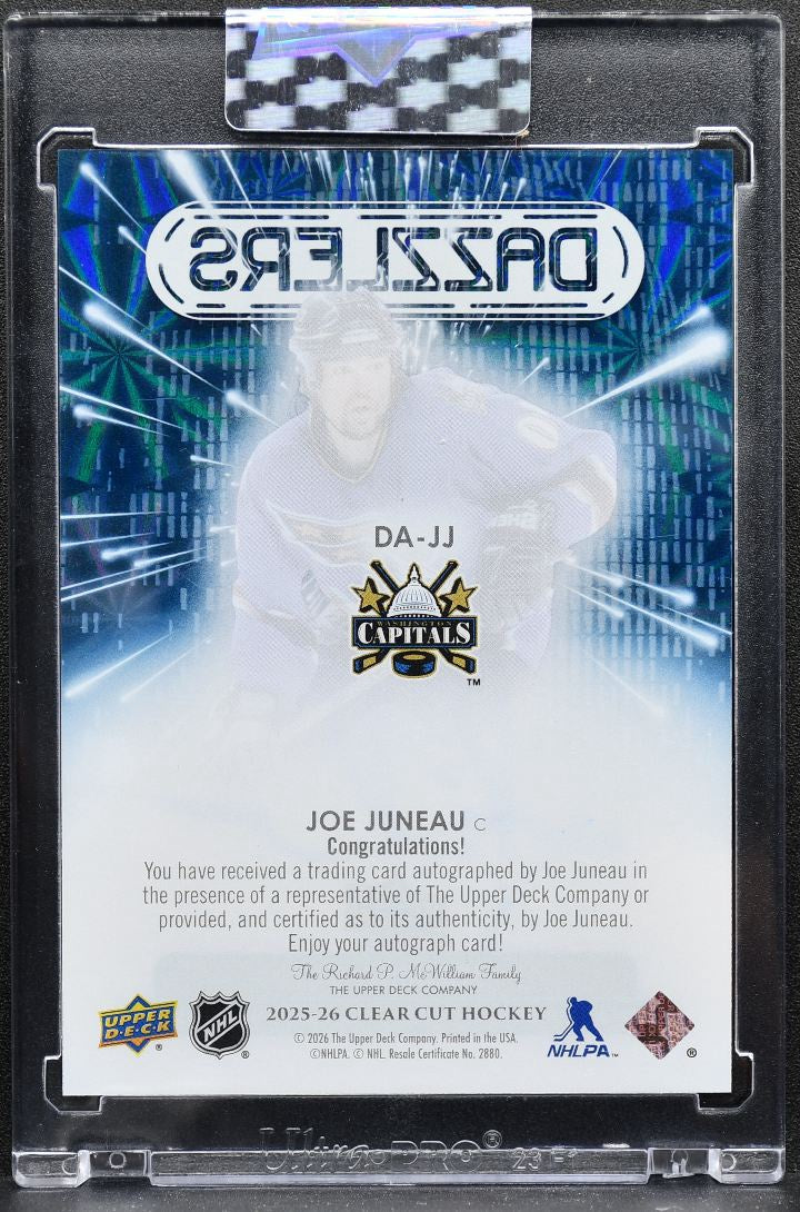 2025-26 Upper Deck Clear Cut Dazzlers Blue Auto Joe Juneau Capitals Auto 7428