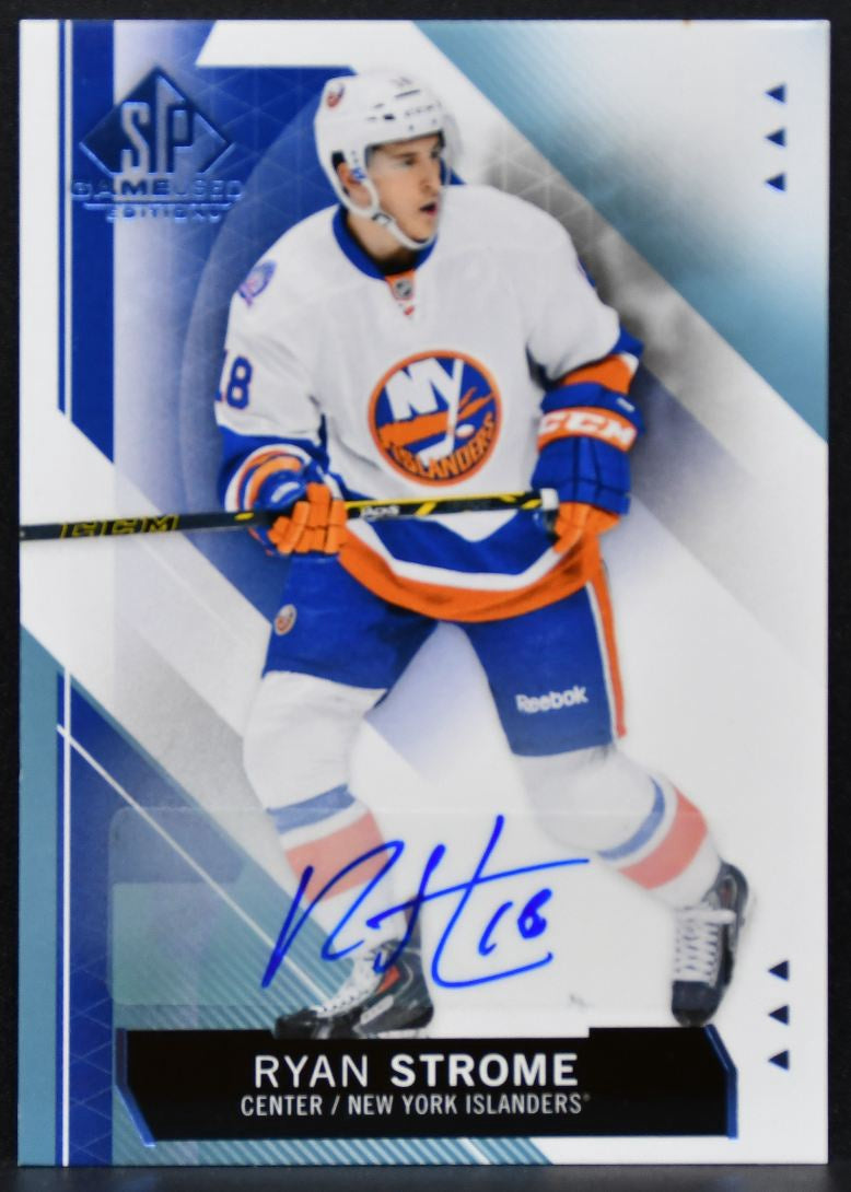 2015-16 SP Game Used Blue Autographs Ryan Strome 73 New York Islanders Auto 7853