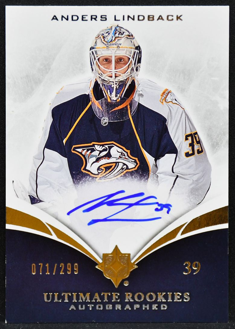 2010-11 UD Ultimate Collection Lindback 121 Predators RC Auto 071/299 5576