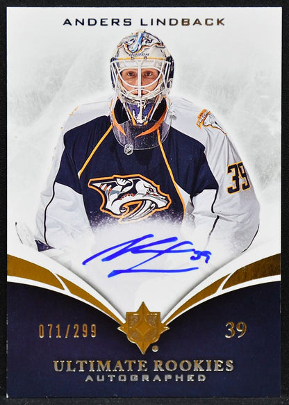 2010-11 UD Ultimate Collection Lindback 121 Predators RC Auto 071/299 5576
