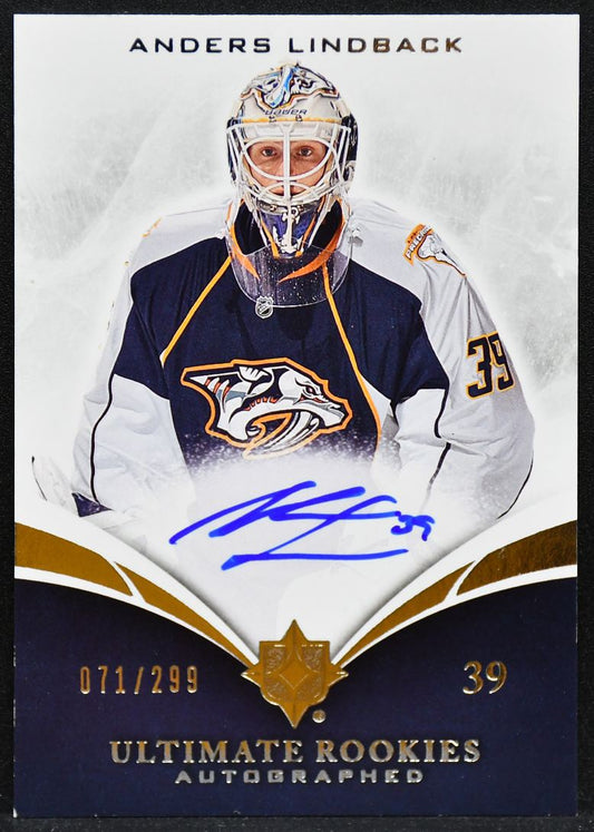 2010-11 UD Ultimate Collection Lindback 121 Predators RC Auto 071/299 5576