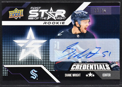 22-23 UD Credentials First Star of the Night Rookie Auto Shane Wright 1SR-1 /25