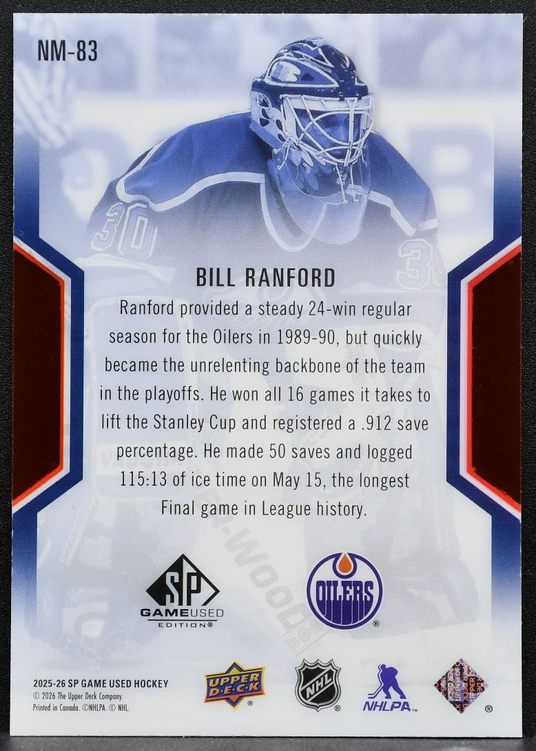 2025-26 SP Game Used NHL Masters Bill Ranford NM-83 Edmonton Oilers 169/299 6460