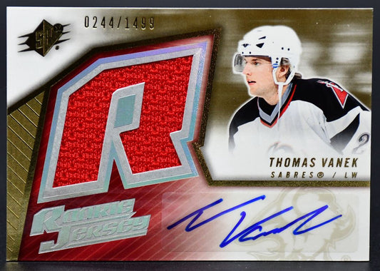 2005-06 SPx Thomas Vanek 177 Buffalo Sabres RC Auto 0244/1499 Jersey