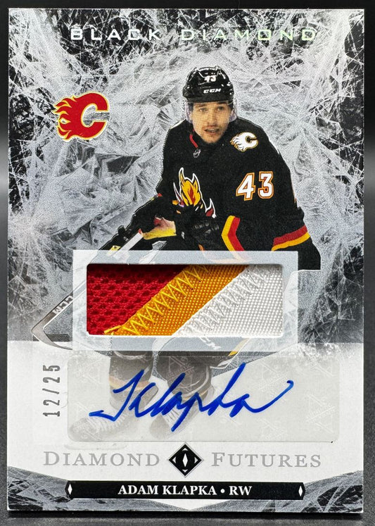 2024-25 UD Black Diamond Futures Premium Relic Adam Klapka Auto /25 Patch