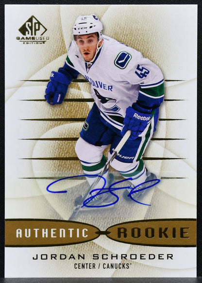 2013-14 SP Game Used Authentic Rookie Auto Gold Jordan Schroeder RC Auto 9781