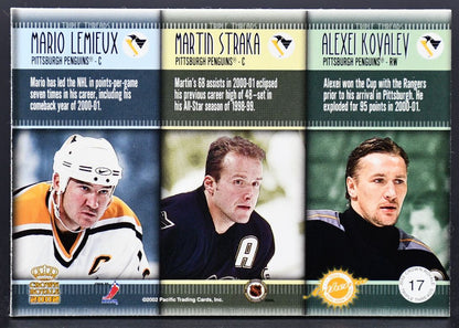 2001-02 Pacific Crown Royale Triple Threads Maillot Lemieux/Straka/Kovalev 17