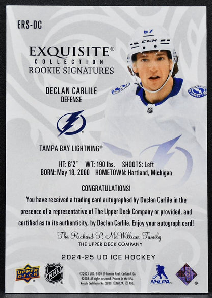 2024-25 UD Ice Exquisite Collection Rookie Signatures Carlile RC Auto /99 6989