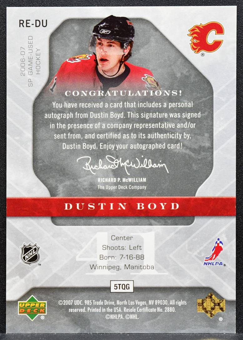 2006-07 SP Game Used Rookie Exclusives Autographs Dustin Boyd RC Auto 0642