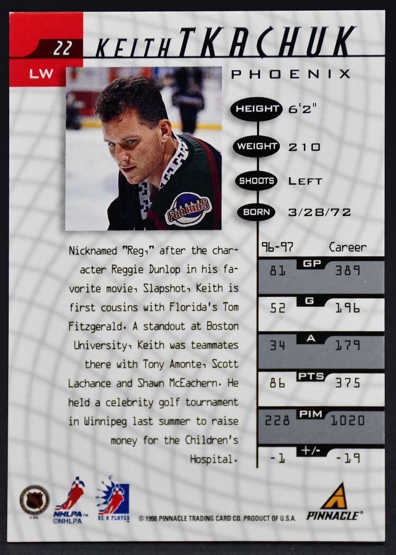 1997-98 Pinnacle Be a Player Auto Keith Tkachuk 22 Auto