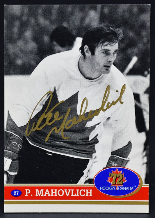 1991-92 Future Trends Canada 72 Gold Paint Autographs Pete Mahovlich 27 Auto