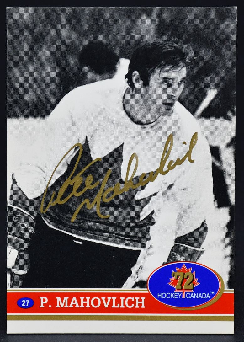 1991-92 Future Trends Canada ‘72 Autographes Peinture Or Pete Mahovlich 27 Auto