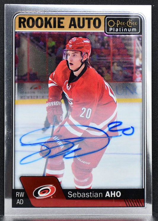 2016-17 OPC Platinum Rookie Auto Sebastian Aho R-SA Carolina Hurricanes RC Auto 4696