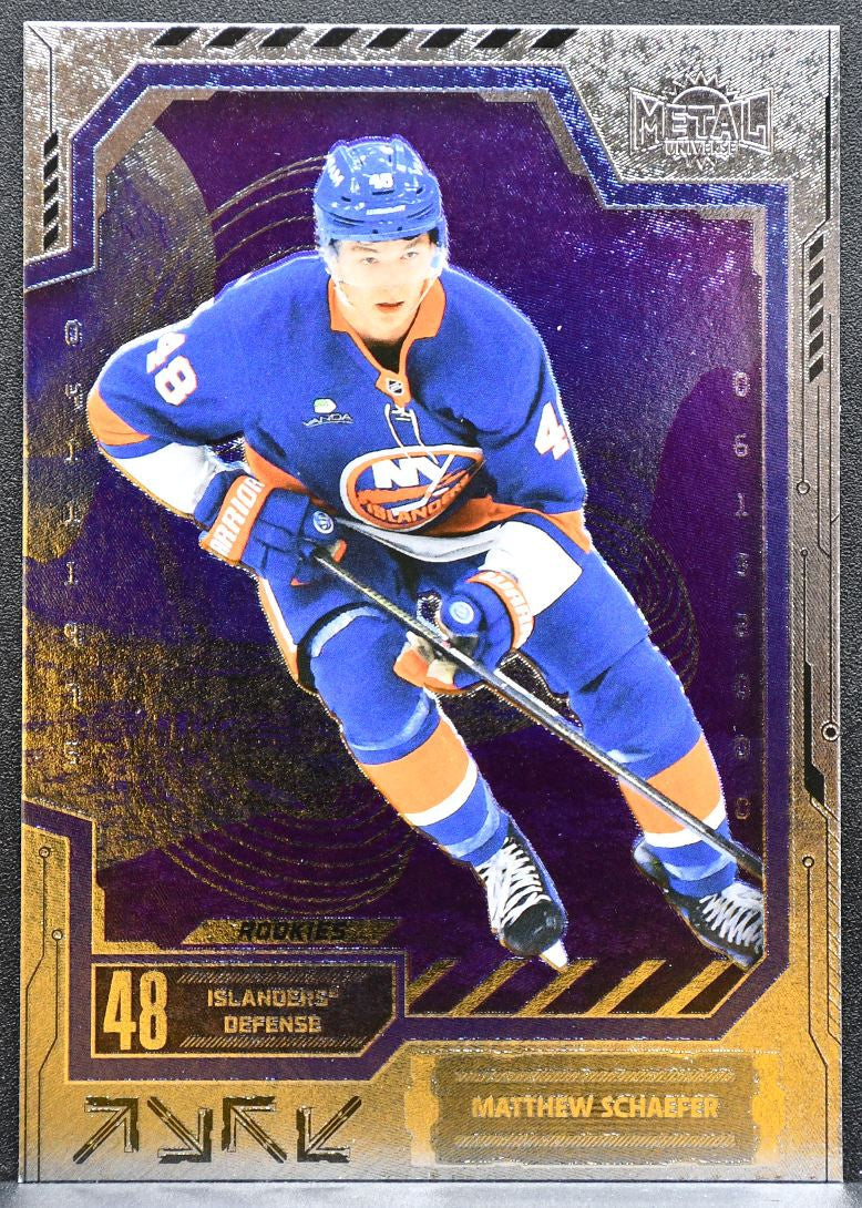 2025-26 SkyBox Metal Universe Matthew Schaefer 113 New York Islanders RC 9140