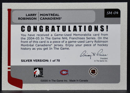2004-05 In The Game Franchises Canadian Memorabilia Larry Robinson Jersey 8609