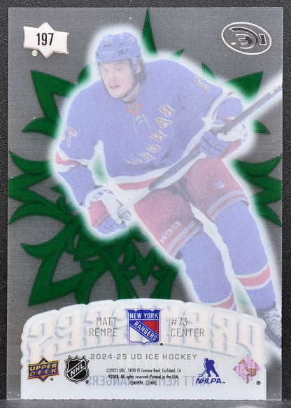 2024-25 Upper Deck Ice Premieres Green Matt Rempe 197 Rangers RC 087/199 0849