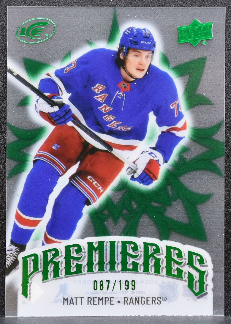 2024-25 Upper Deck Ice Premieres Green Matt Rempe 197 Rangers RC 087/199 0849