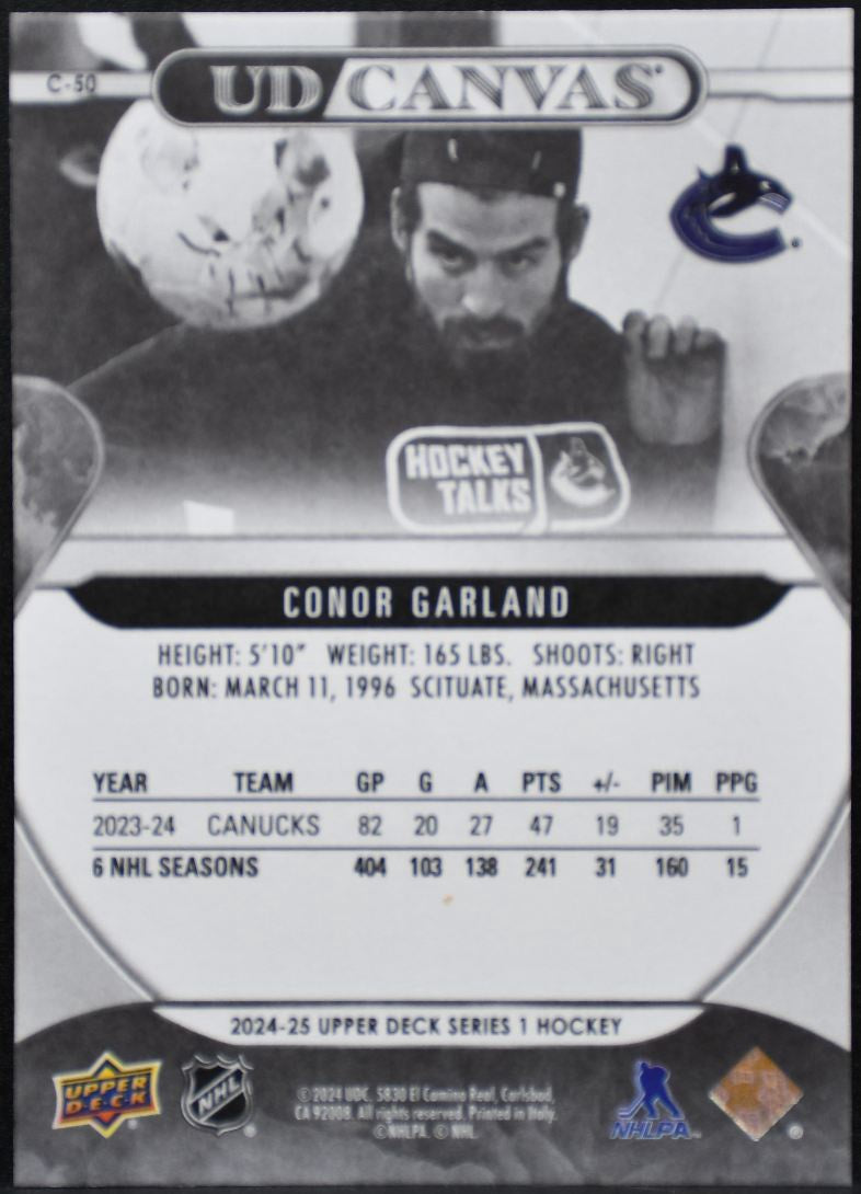 2024-25 Upper Deck Series 1 UD Canvas Conor Garland C-50 Vancouver Canucks 8226