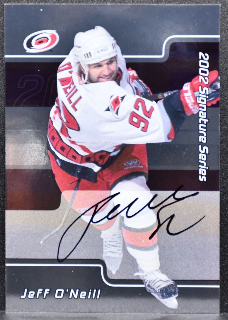 2002-03 In The Game Signature Series Auto Jeff O'Neill LJO Hurricanes Auto 3111