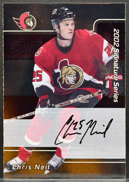 2001-02 Be a Player Signature Series Autograph Chris Neil 219 Senators Auto 0321