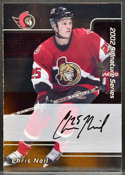 2001-02 Be a Player Signature Series Autograph Chris Neil 219 Senators Auto 0321