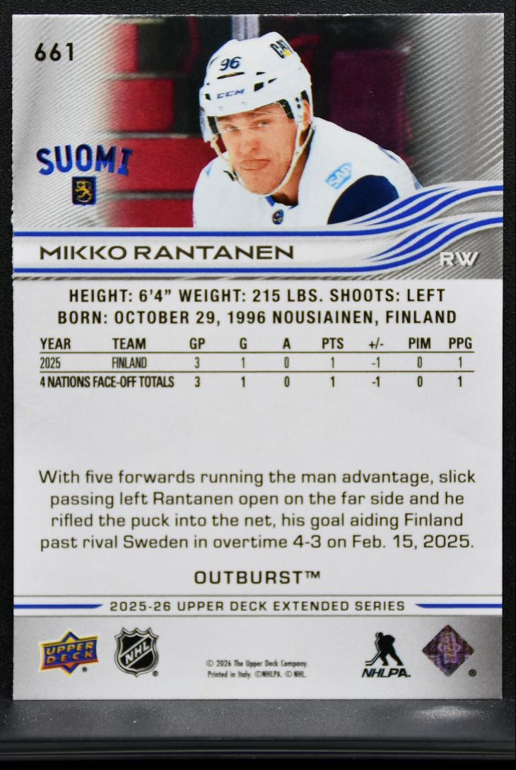 2025-26 UD Extended Series 4 Nations Face-Off Outburst Rantanen 9096