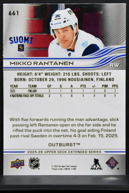 2025-26 UD Extended Series 4 Nations Face-Off Outburst Rantanen 9096