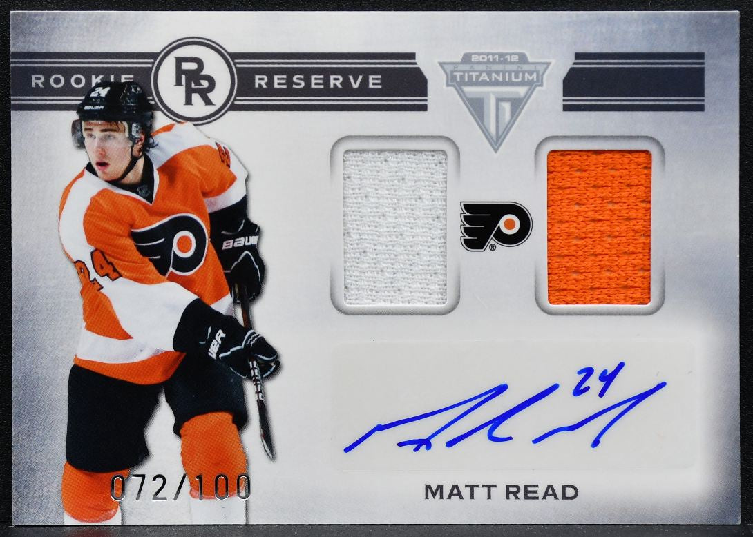 2011-12 Panini Titanium Rookie Reserve Dual Memorabilia Read RC Auto Jersey 0732