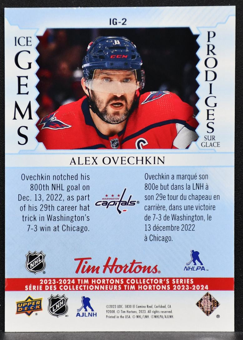 2023-24 UD Tim Hortons Ice Gems Alex Ovechkin IG-2 Washington Capitals