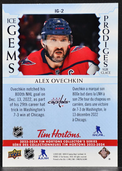 2023-24 UD Tim Hortons Ice Gems Alex Ovechkin IG-2 Washington Capitals