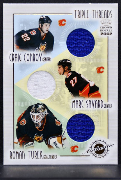 2001-02 Pacific Crown Royale Triple Threads Conroy/Savard/Turek Jersey 4497